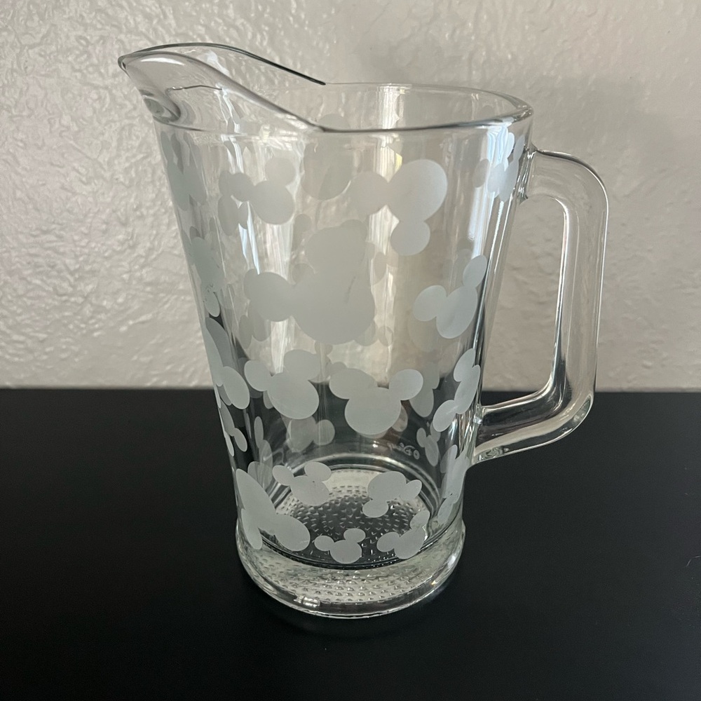 Vintage Disney Mickey Mouse Ears Frosted Glass Pitcher - Made in USA - Picture 3 of 7